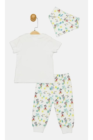 Mickey Mouse Lisanslı Erkek Bebek Mendilli Alt Üst Takım Mc17248 Beyaz