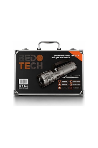 Bd-12 60w Tg Led Alüminyum Alaşımlı Zoomlu Type-c Şarjlı El Feneri