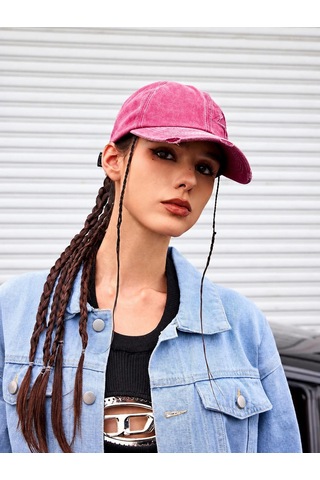 Valkyrie Vintage Pembe Yıldız Nakışlı Şapka Unisex Eskitme Baseball Cap Ayarlanır Pamuk Günlük Şapka