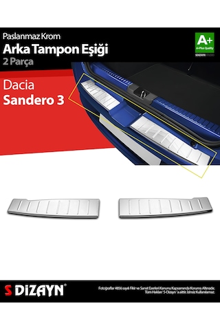 S-dizayn Dacia Sandero 3 Krom Arka Tampon Eşiği 2 Prç 2020 Üzeri