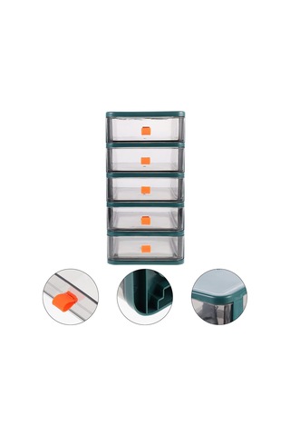 Anjiexun Masaüstü Depolama Dolabı Küçük Çok Katmanlı Çekmece Depolama 5 Çekmece Yeşil