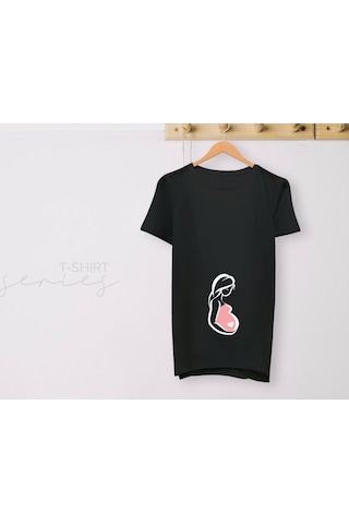Bk Gift Espri Tasarımlı Siyah Hamile Tişörtü, Hamileye Hediye, Yeni Anne Hediyesi, Arkadaşa Hediye-16 001