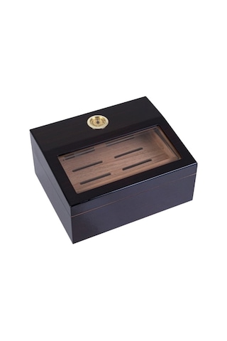 Yarım Cam Tavan Puro Humidor / Puro Saklama Kutusu - Siyah 0199