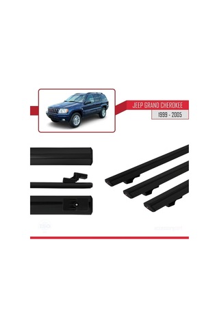 Jeep Grand Cherokee 1999-2005 Arası İle Uyumlu Basic Model Ara Atkı Tavan Barı Siyah 3 Adet