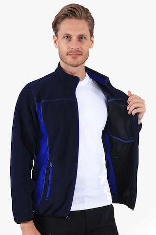 Çift Renkli Polar Ceket Lacivert - Saks Mavi