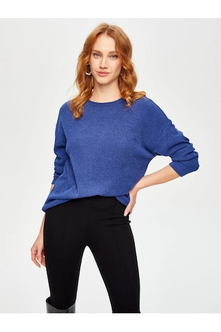 Faik Sönmez Triko Görünümlü Kadın Sweatshirt 69154 İndigo