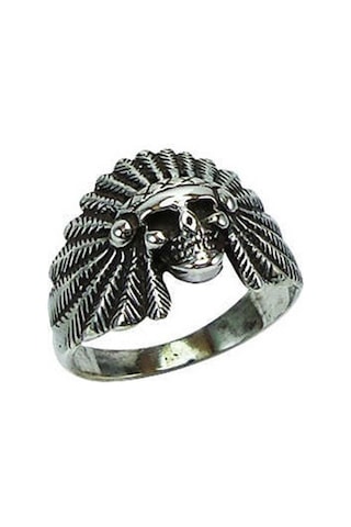 Vog Kızılderili Kurukafa 925 Ayar Erkek Gümüş Yüzük