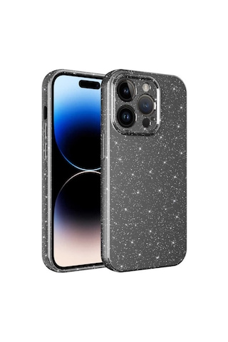 Apple Uyumlu iPhone 14 Pro Max Kılıf Kamera Korumalı Simli Lüks Zore Koton Kapak Gri