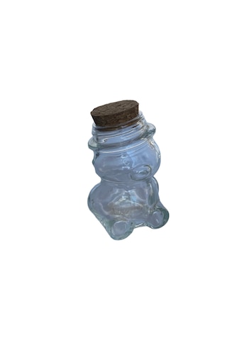 Ayı Cam Şişe -mantar Tıpalı Ayı Şeklinde Cam Şişe -75 Ml 50 Adet