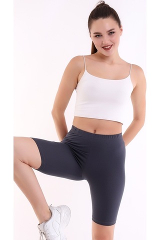 Self Clothing Kadın Koyu Gri Penye Kumaş Yüksek Bel Kısa Tayt Slf1295
