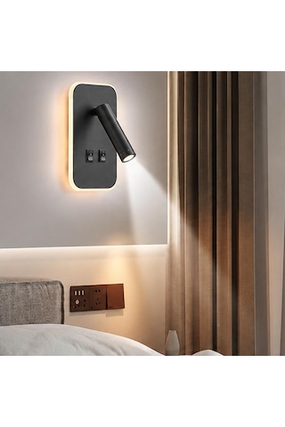 Lampist Lp-3850 13w Led Duvar Aplik 3200k Günışığı Düğmeli Duvar Aydınlatmalı Siyah