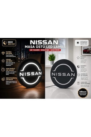 Nissan Masa Lambası , Nissan Logolu Led Işıklı Masa Lambası , Nissan Gündüz Gece Masa Lambası Siyah