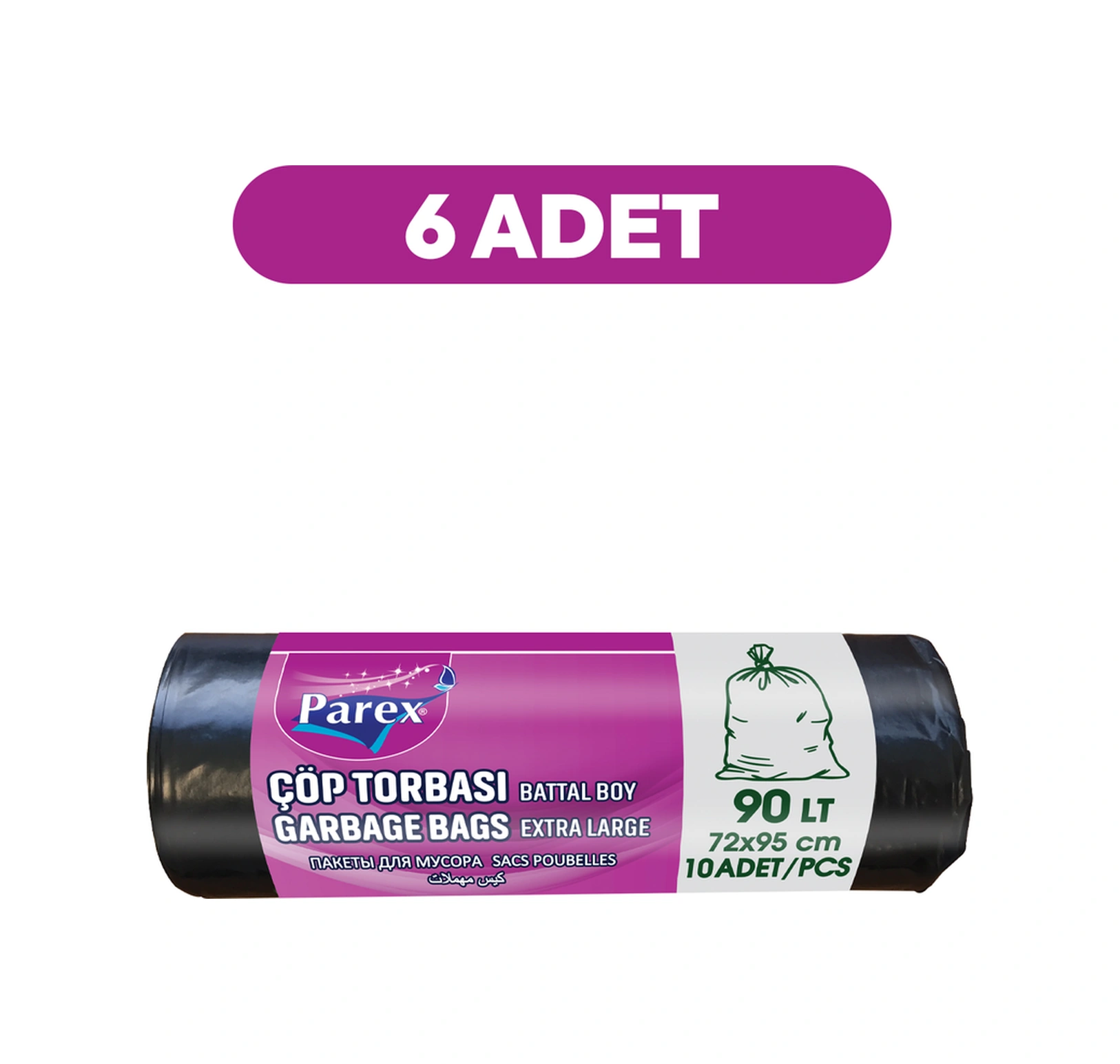Professional 10'lu Çöp Torbası Battal Boy 72 X 95 Cm Altılı Paket