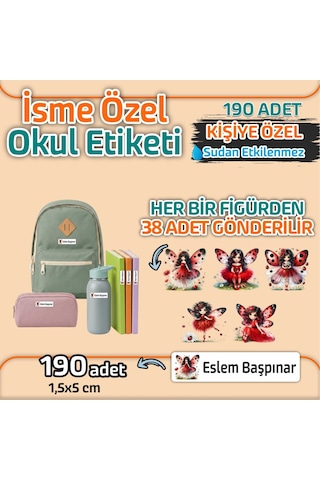 Kapbirhediye Okul Etiketi Isme Özel Kalem Defter Etiketi Uğur Böceği Temalı 190 Adet Çok Renkli