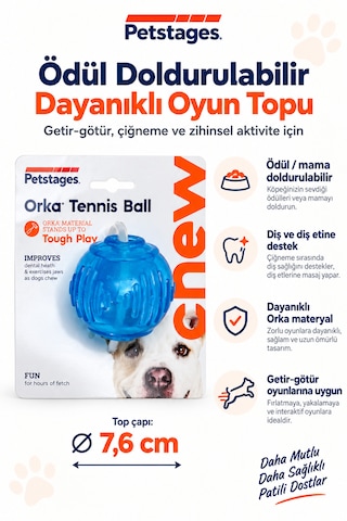 Petstages Orka Tennis Ball Ödül Maması Hazneli Top Köpek Oyuncağı - Parçalanmaya Dayanıklı