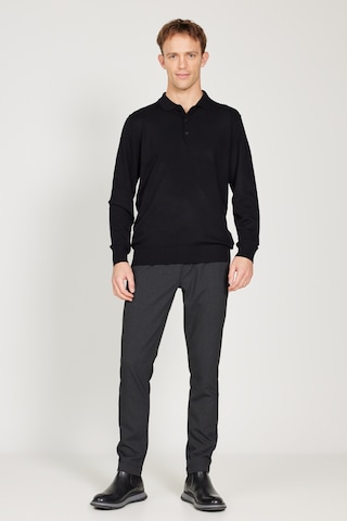 AC&Co / Altınyıldız Classics Erkek Sıyah Standart Fit Normal Kesim Polo Yaka Triko Kazak Siyah