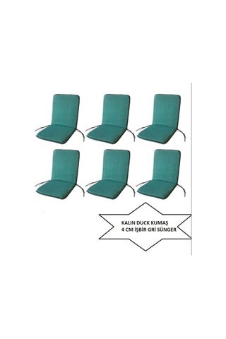 Lüks Arkalıklı Sandalye Minderi 6lı 4cm Süngerli Yeşil 42x42 Çok Renkli