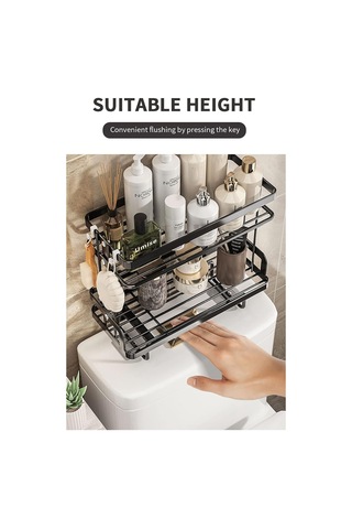 Tuvalet Üst Raf İki Katmanlı Siyah Depolama Siyah