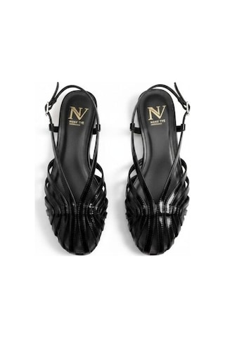 Ne&ve Shoes Siyah Rugan Biye Kadın Günlük Sandalet