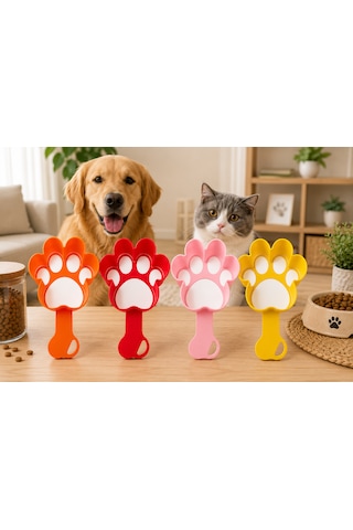 Pati Şekilli Kedi Köpek Mama Ölçeği Mama Küreği Mama Kaşığı Porsiyon Ölçer Pratik Mama Kabı Ölçü Kabı