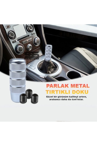 Metal Vites Topuzu Tırtıklı Parlak Gümüş Gri Alüminyum Çelik Alaşım Universal Manuel Vites Gümüş