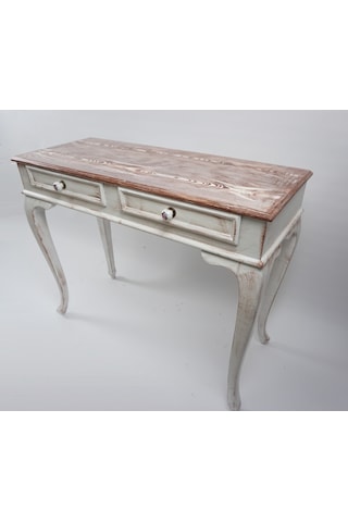 Masifart 100 Cm Seme Beyaz Eskitme Dresuar Çekmeceli Makyaj Masas Beyaz