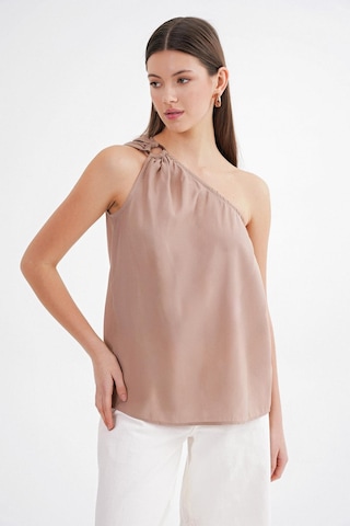 Mixray 4665 Kadın Tek Omuz Askılı Bluz Toprak