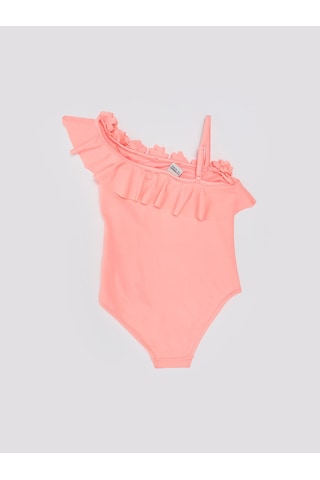 Deep Beach Pembe Çiçek Detaylı Kız Çocuk Mayo Pembe