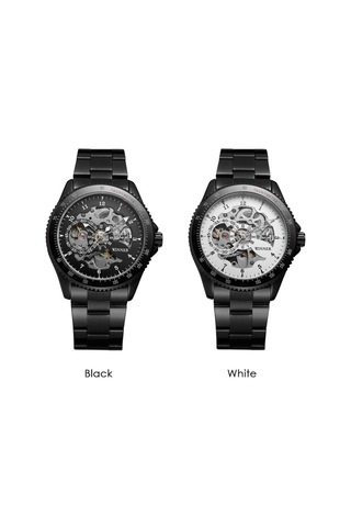 010 Erkek Saati Yarı Otomatik Mekanik Saat Zaman Göstergesi Moda Rahat Paslanmaz Çelik Kayış Erkek Kol Saati Relogio Masculino Diğer