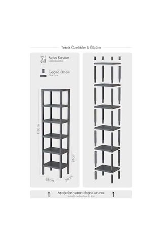 Mithra Life 6 Katlı Plastik Beyaz Banyo Mutfak Rafı Mıt1044 000 Açık Krem