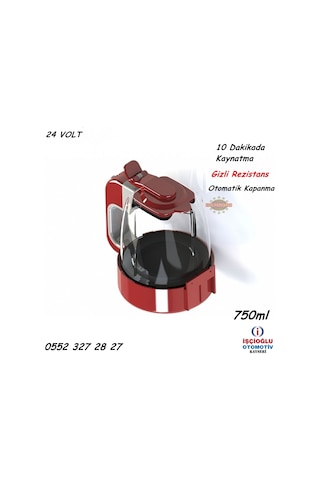 Araç İçi Su Isıtıcı Kaynatıcı Ketıl 24 Volt Şahika 750 Ml Kettle