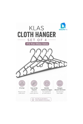 Klas Elbise Askısı 4 Lü Plastik Kıyafet Askısı Dolap İçi Gardırop Düzenleyici 38x19 Cm Çok Renkli