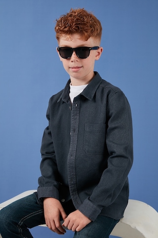 Lela Pamuklu Tek Cepli Düz Yaka Erkek Çocuk Gömlek Cf24W129140G Antrasit