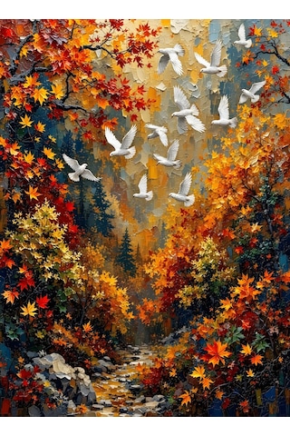Nova Puzzle 1000 Parça Beyaz Kuşların Dansı Puzzle - Uçuşan Beyaz Kuşlar