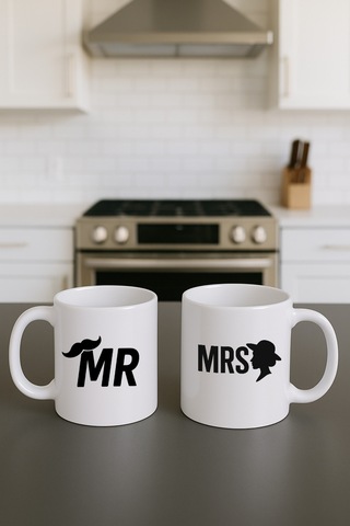 Sevgili Aşk Çift Kupa Bardak 2 Adet Mavi