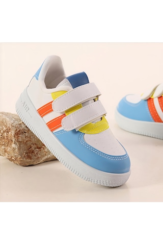 Papucumun Dünyası Günlük Bebek Çocuk Sneaker Cırt Cırt Bantlı Spor Ayakkabı Yürüyüş Ayakkabısı Mavi - Turkuaz
