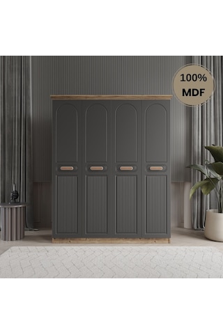 Pera 4 Kapak Mdf Gardırop Antrasit