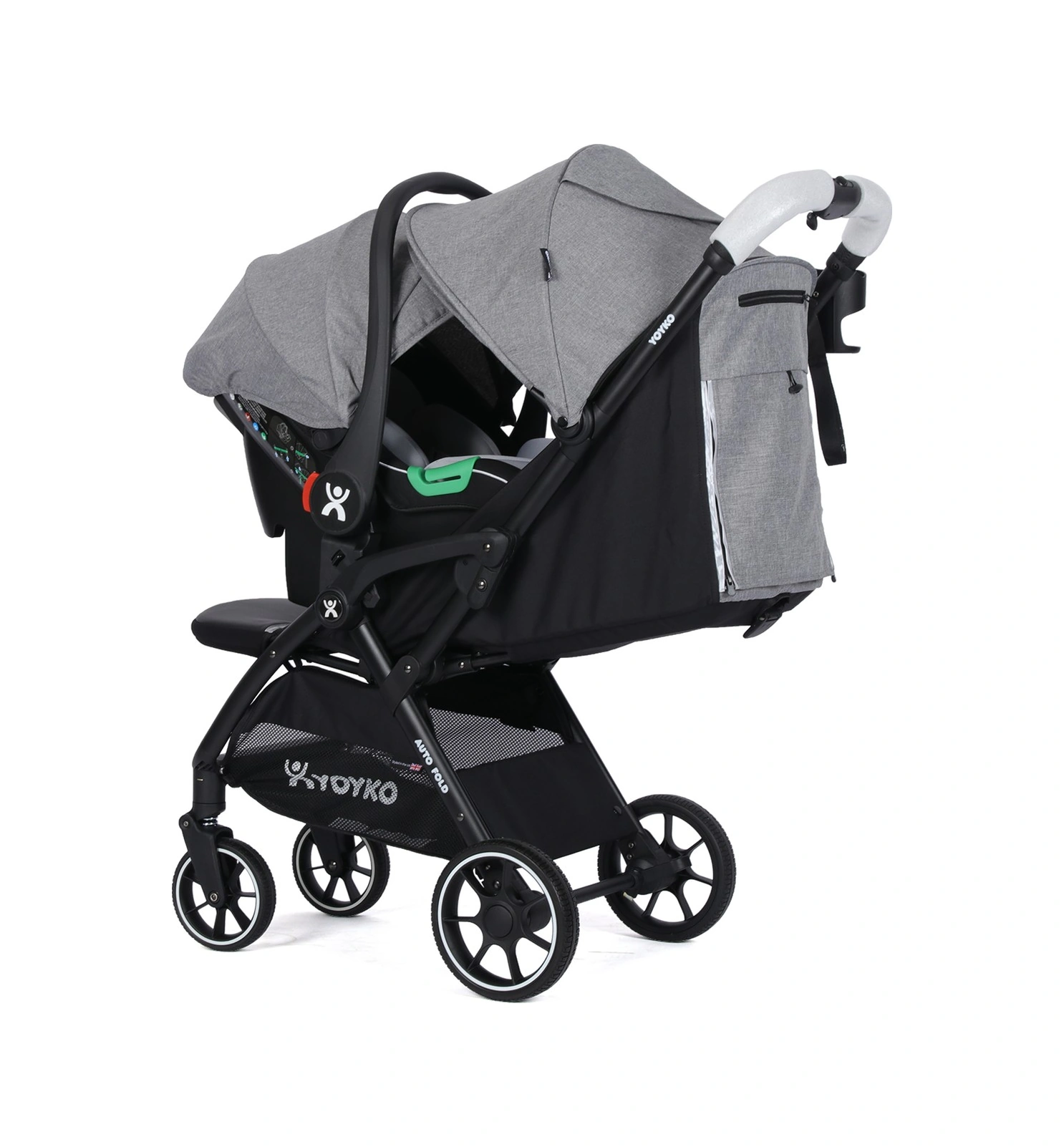 Wow Kabin Boy Tek Elle Kolay Katlanır Travel Bebek Arabası Autofold Grey Black