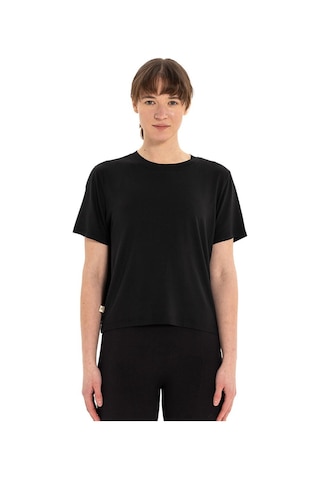 Inguz Modal Bisiklet Yaka Basic Yoga T-shirt SIYAH