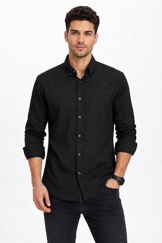 Classics Men Plus Barkod Uzun Kol Slim Fit Erkek Gömlek - 7578 Siyah