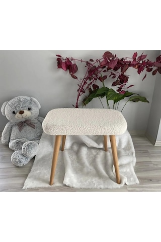 Ahşap Ayaklı Tedy Kumaş Dekoratif Puf Bench Makyaj Sandalyesi Oval Bejj Ahşap Ayaklı Tedy Kumaş Dekoratif Puf Bench Makyaj Sandalyesi Oval Bejj
