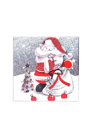 Yılbaşı Noel Baba Ve Çam Ağacı Motifli Hediye Kutusu 8x6 Cm