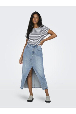 Only Onlmoster Strıpe S/s O-neck Top Jrs Noos Kadın Beyaz Bluz - 15206243 Beyaz