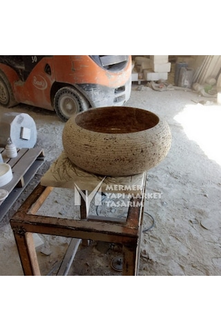 Noche Traverten Dışı Taramalı Bombeli Lavabo