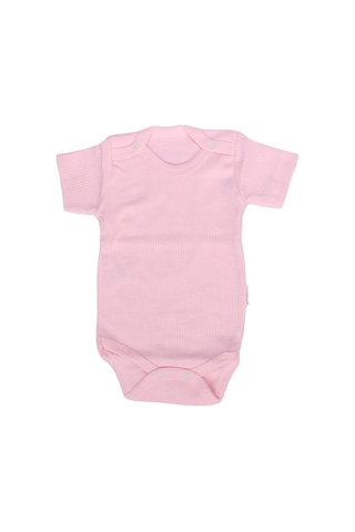 Bebegen Unisex Pembe Raporlu Kısa Kol Çıtçıtlı Body Zıbın Çok Renkli