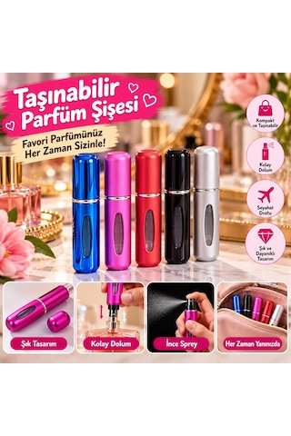5'li Taşınabilir Doldurulabilir Parfüm Şişesi Botanik 5'li Taşınabilir Doldurulabilir Parfüm Şişesi Botanik