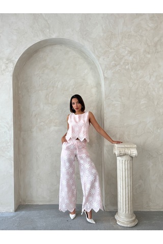 Verymoda D 2913 Nakışlı Pantolon D2913 Pembe