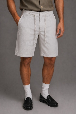 Tarz Cool Erkek %100 Pamuk Linen Şort Bağcıklı Rahat Kesim Yazlık Şort Gri