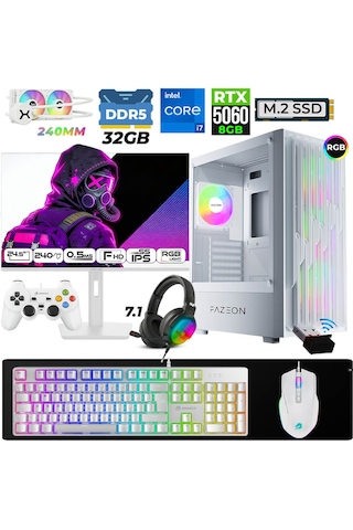 Fazeon Astra X790 i7-14700F 32 GB 1 TB M.2 NVMe SSD 8 GB RTX5060 24.5" Free Dos Masaüstü Oyuncu Bilgisayarı