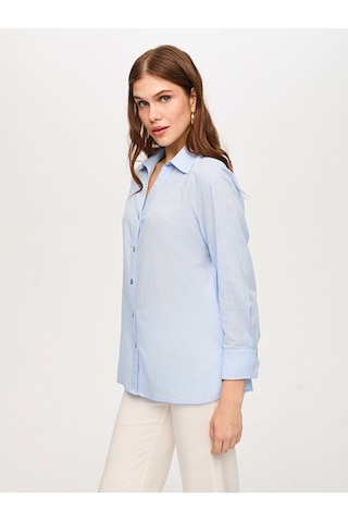 Faik Sönmez Beli Toplanabilir Detaylı Keten Görünümlü Tunik S26tnk017 Us26tnk01721 Mavi